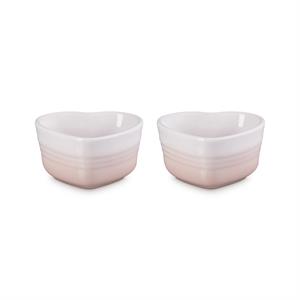 Le Creuset Stoneware Set of Two Shell Pink Heart Ramekin 300ml